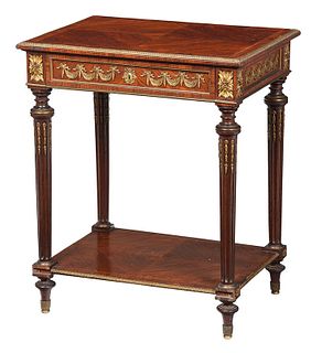 Louis XVI Style Parquetry Veneered Side Table
