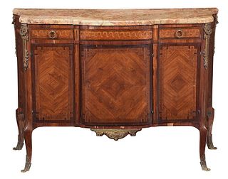 Louis XVI Style Marble Top Bronze Mounted Commode