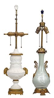 Two French Bronze Mounted Table Lamps