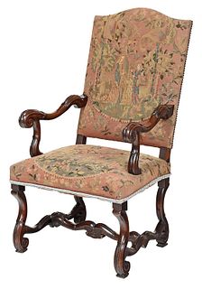 Flemish Baroque Style Tapestry Upholstered Armchair