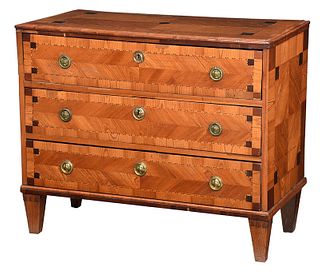 Continental Parquetry Inlaid Three Drawer Commode