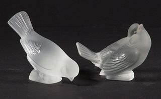 PR LALIQUE FROSTED GLASS BIRD PAPERWEIGHTS