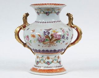 CHINESE PORCELAIN VASE WITH DRAGON HANDLES