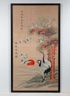 LARGE ASIAN STITCHWORK IN FRAME