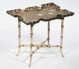INDIAN TRAY TOP LACQUERED OCCASIONAL TABLE