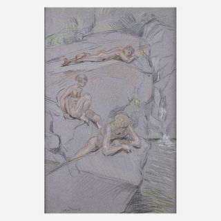 Paul Cadmus (American, 1904–1999) Study of Bathers in the Stream