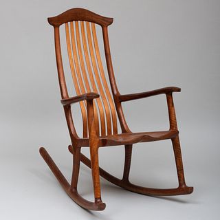 Robert Erickson Walnut and Maple 'South Yuba' Rocking Chair