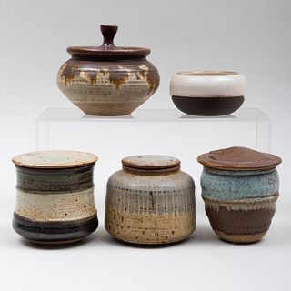 Group of Four Karen Karnes Glazed Earthenware Vessels