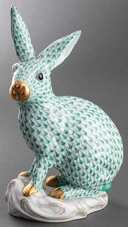 Herend Porcelain Large Rabbit Sculpture