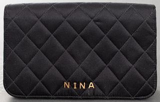 Chanel Custom 'Nina' Black Satin Clutch Handbag