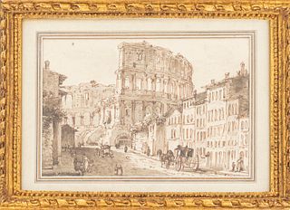 Victor-Jean Nicolle Attr. "Road to Colosseum" Ink