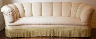 Howard & Sons Attr. Upholstered Demilune Sofa
