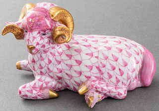 Herend Painted Porcelain Lying Ram