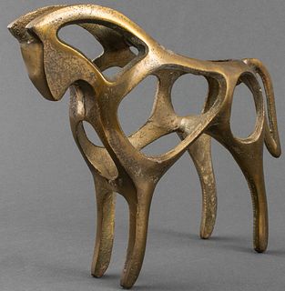 Modernist Gilt Metal Horse Sculpture