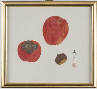 Japanese "Persimmon, Apple & Hazlenut" Gouache