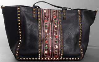 Valentino Black Leather Rockstud Handbag