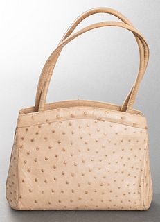 Judith Leiber Taupe Ostrich Handbag