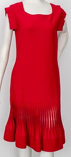 Valentino Red Dress With Sheer Pleats