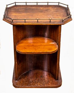 Arts and Crafts Oak And Brass Open Bar Cabinet