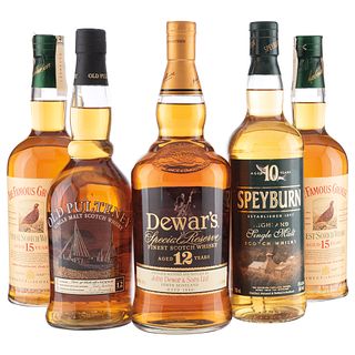 Whisky. a) Old Pulteney. b) Dewar's. c) Speyburn. d) The famous Grose. Total de piezas: 5.