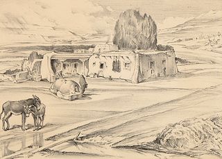 Joseph Imhoff, Untitled (Adobe House with Two Burros)