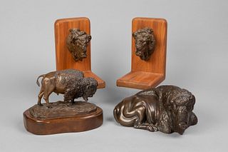 Group of Four Buffalo Bronzes