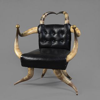 American Southwest Leather and Longhorn Chair