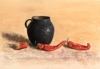 William Acheff, Untitled (Black Pot with Red Chiles), ca. 1990
