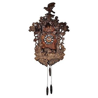 Monumental Black Forest Carved Cuckoo Clock 