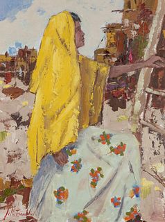 John Franklin, Untitled (Pueblo Woman with Yellow Shawl)