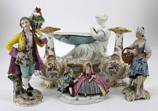 Lot Of 6 Antique Porcelain Cabinet Items