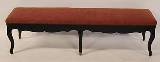 Antique Louis XV Style Black Painted Long Bench.