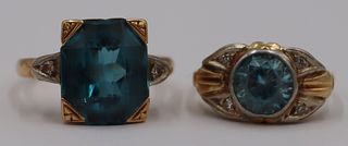 JEWELRY. (2) Signed 14kt Gold, Colored Gem, and