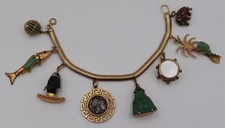 JEWELRY. 14kt Gold Charm Bracelet and (8) Charms.