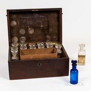 Mahogany Apothecary Traveling Case with Bottles