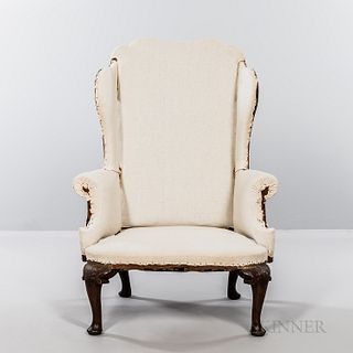 Queen Anne Mahogany Wing Chair
