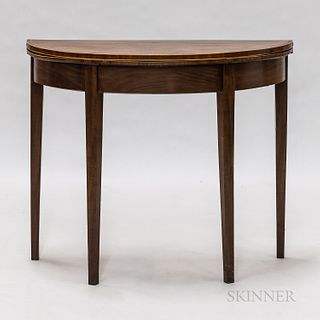 Federal-style Mahogany and Inlaid Demilune Card Table