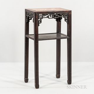Small Chinese Hardwood Marble-top Stand