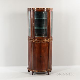 Regency-style Mahogany and Inlaid Demilune Display Cabinet