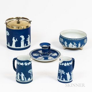 Five Pieces of Wedgwood Blue Jasperware