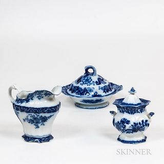 Three Pieces of Flow Blue China