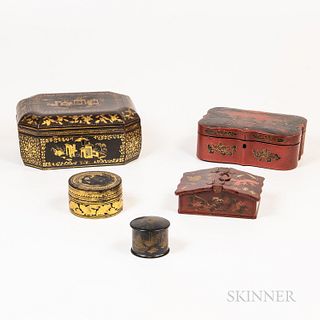 Five Asian Lacquerware Boxes