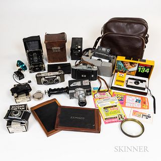 Group of Vintage Cameras and Photography Equipment
