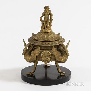 Bronze Covered Figural Inkwell