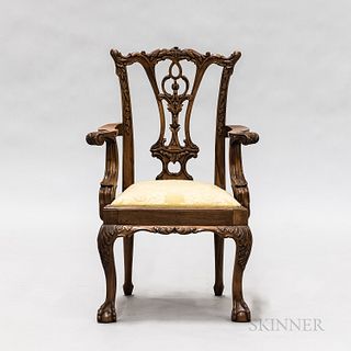 Reproduction Chippendale Mahogany Child's Armchair