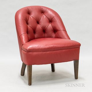 Contemporary Red Leather Tufted Side Chair