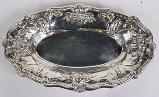 American Silver Repousse Oval Bread Tray