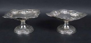 Pair of Sterling Silver Square Footed Compotes