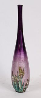 Cloisonne Vase, Kumeno Teitaro, Purple Iris