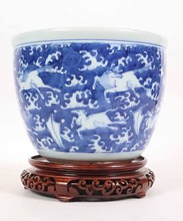 Chinese Export Blue-and-White Jardiniere